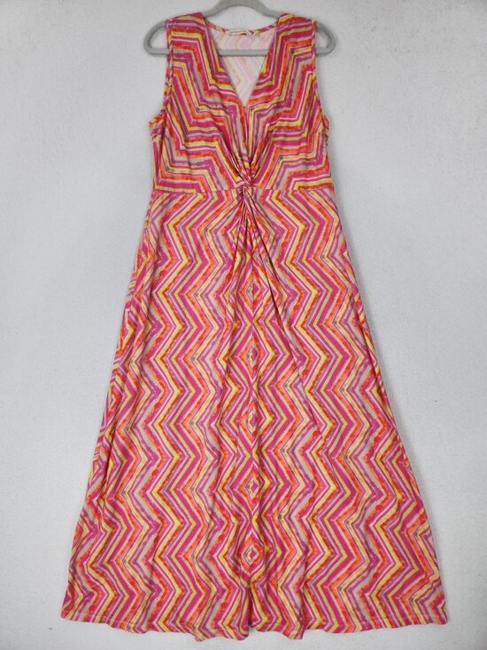 Soft Surroundings Dress Womens Large Pink Maxi V Neck Twist Front Sleeveless - Picture 1 of 10